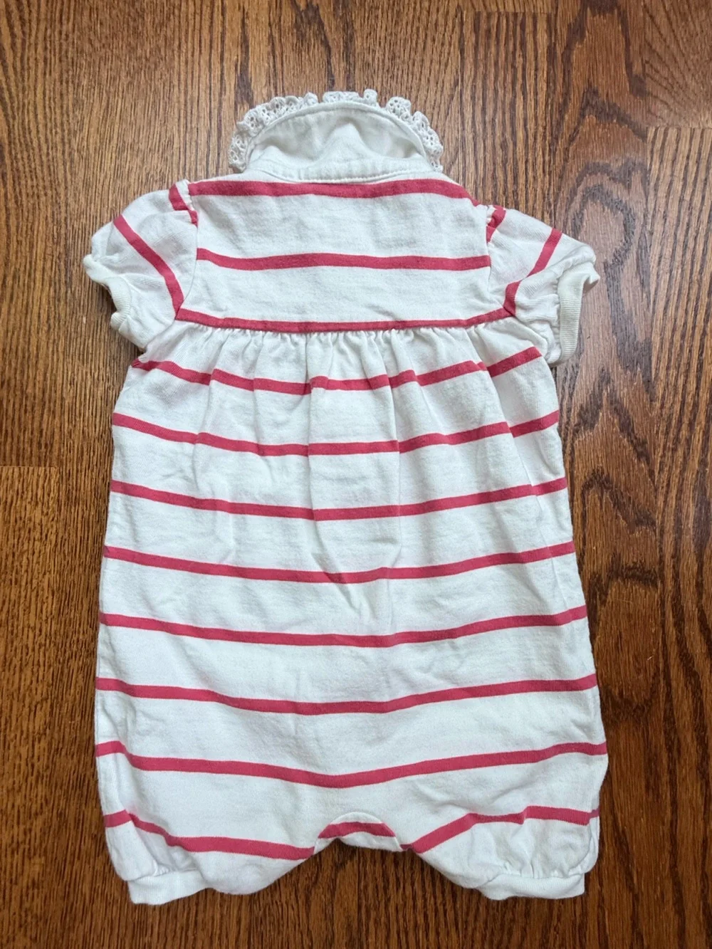 Ralph Lauren White and Pink Striped Romper 6 Months | Free with Bundle